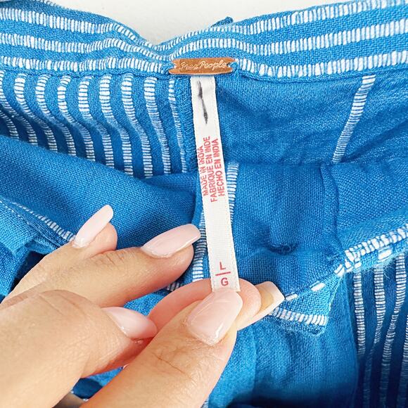 Free People Set Trouser & Crop Top Stripes Blue Coastal Vaca Spring Outfit L - Picture 3 of 4